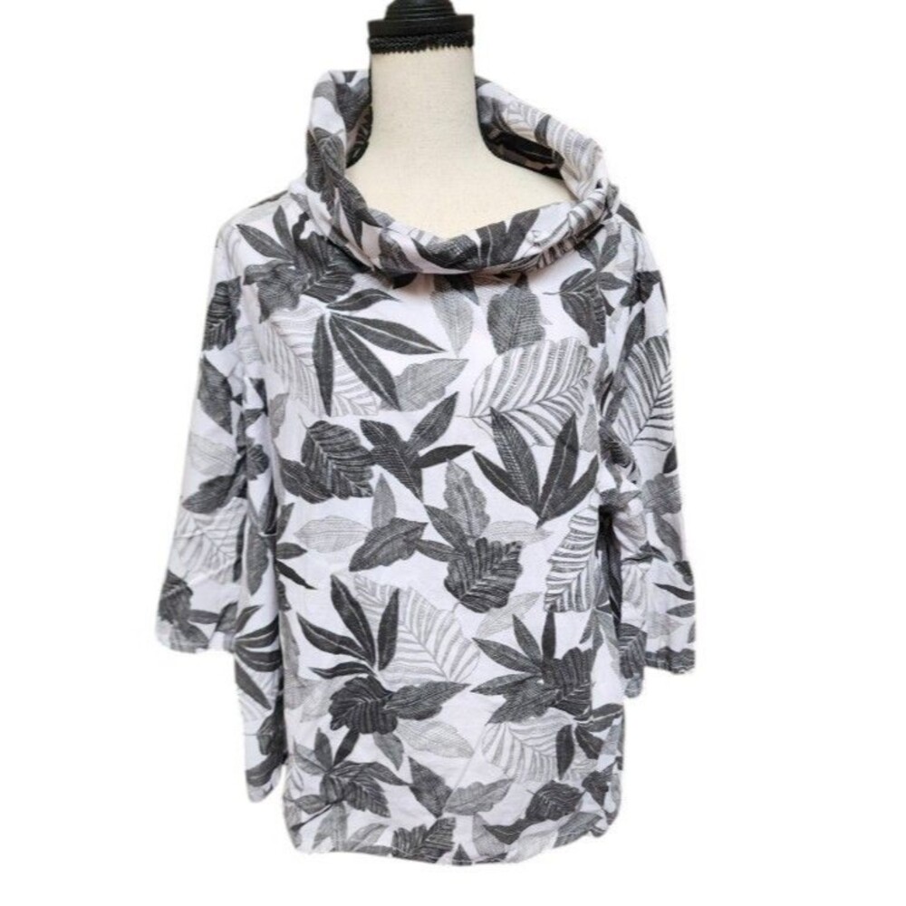 Bryn Walker Floral Print Poplin Cowl Neck Pullover Top Size Medium